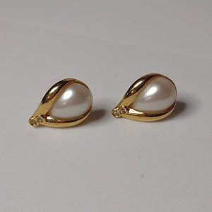 Gold Tone Teardrop Shaped Avon Earrings